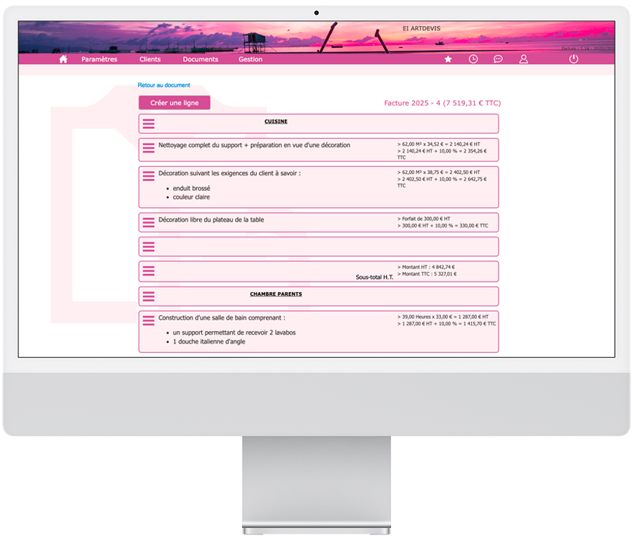 Artdevis sur ordinateur de bureau